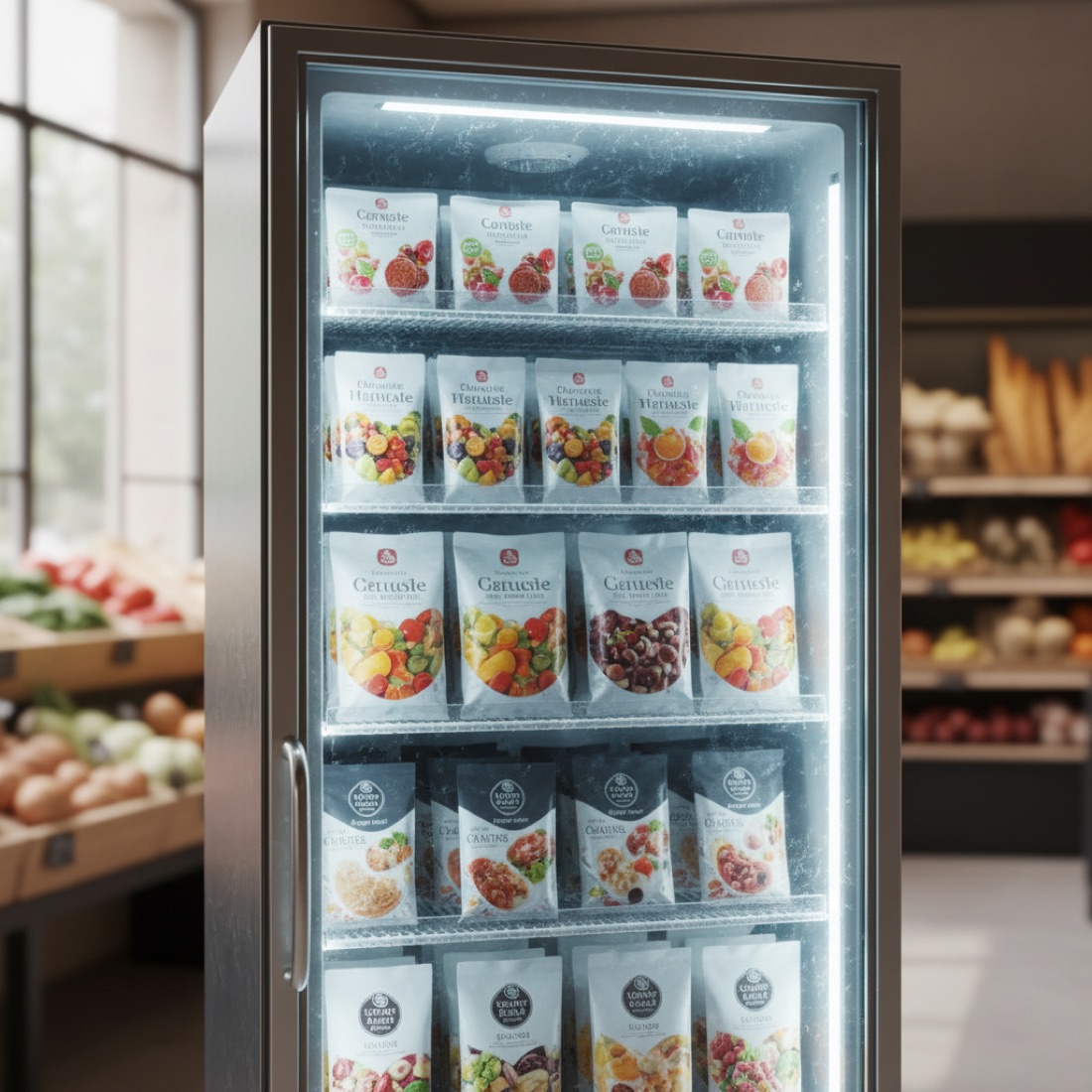 Vitrine négative / surgelé en boutique (illustration)