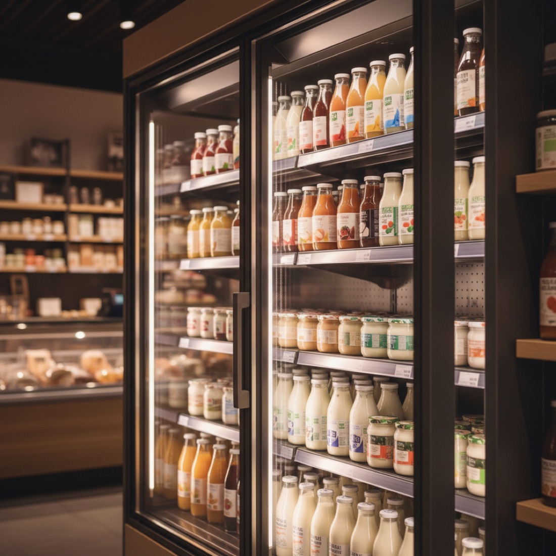 vitrine réfrigérée murale: mode de service pour version positive ou négative